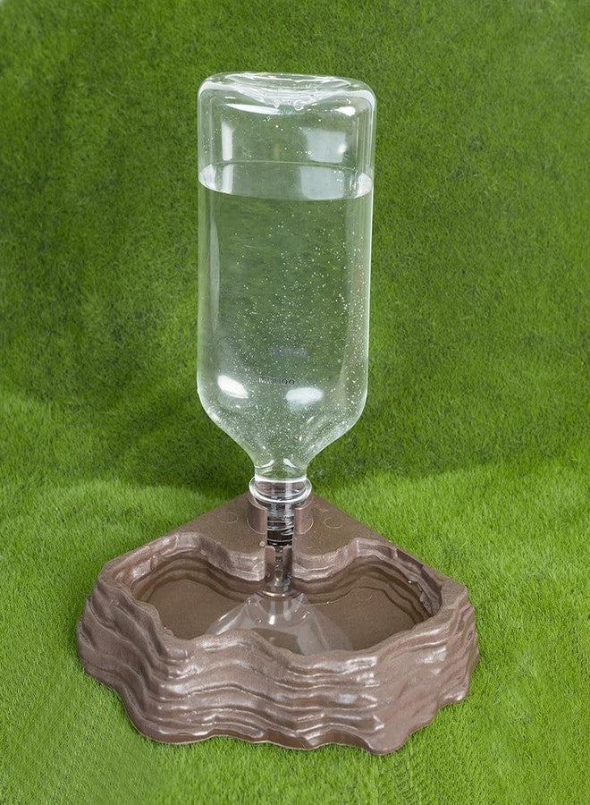 MRTIOO 17oz Terrarium Tank Reptile Food Feeders Bowl, Water Feeder Automatic Water Dispenser Waterer Feeding Accessories, for Geckos Lizards Turtle Bearded Dragons (Brown) - Image 3